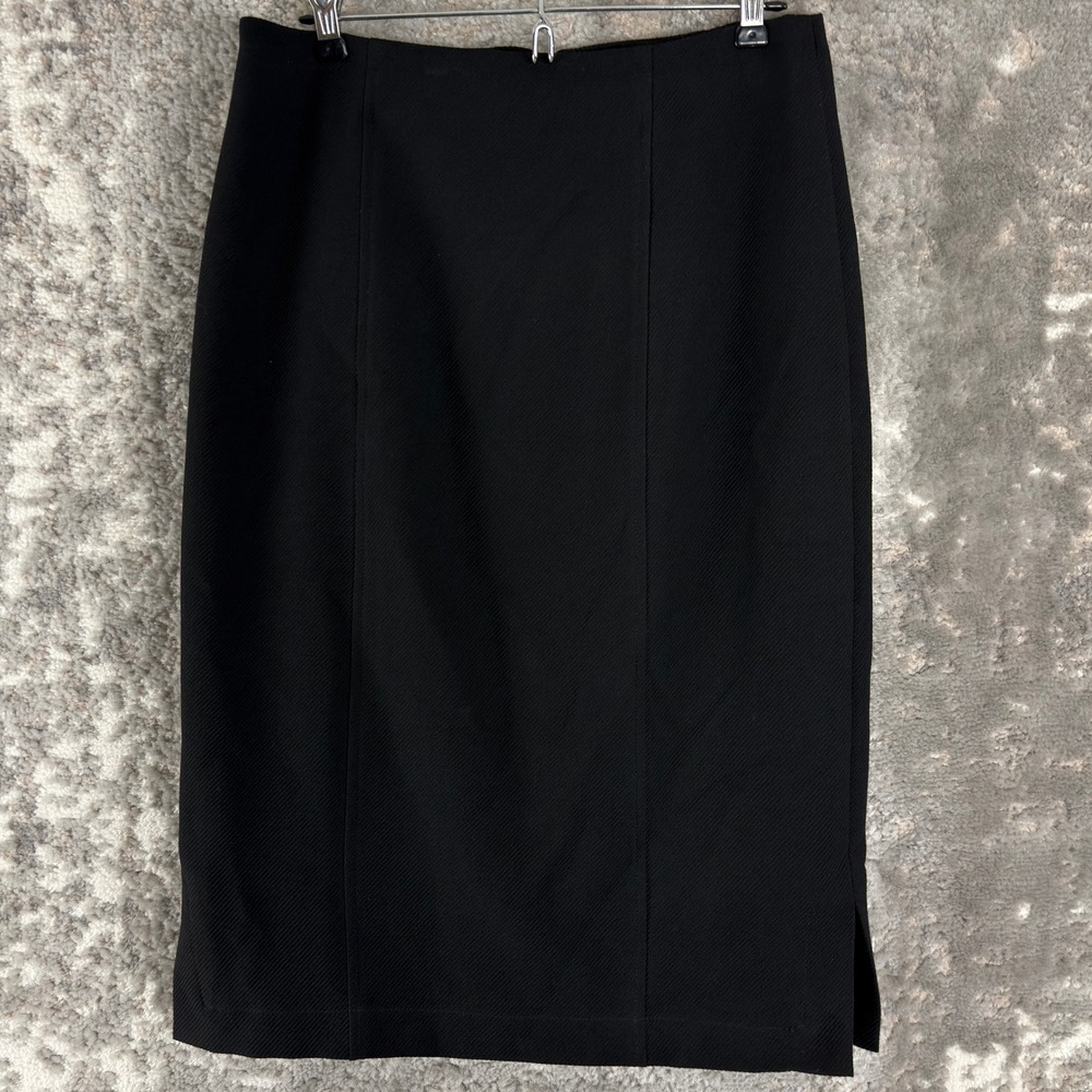 Nanette Lepore Size 10 Textured Side Slit Pencil Skirt Black Sleeveless Women